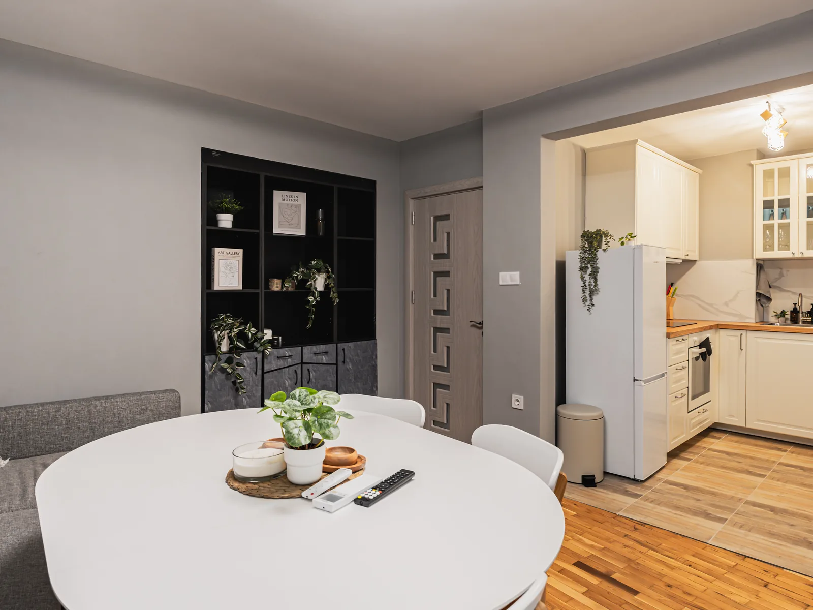 Open-plan living room looking towards the kitchen
